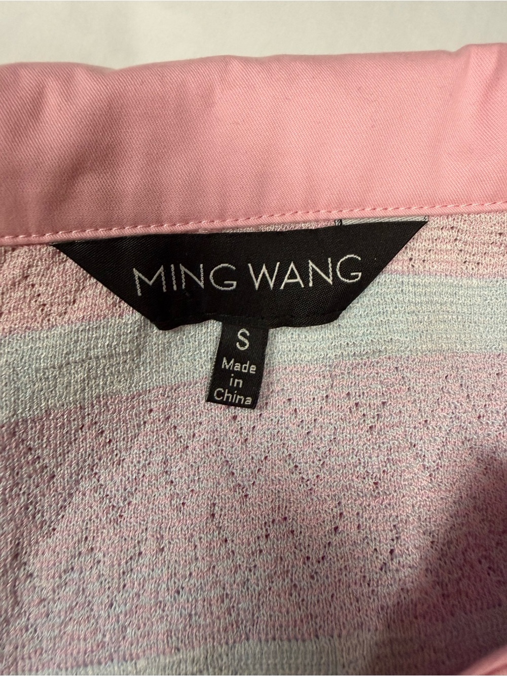 Ming Wang Pink Collared Knit Top with Mint and Cream Accents Small - Picture 8 of 8